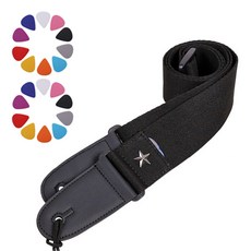 케이투엠 기타 스트랩 베이스 일렉기타 통기타 멜빵 끈 조절형 어깨끈 + 기타 피크 세트, 1개