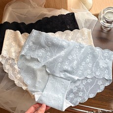 여성 심리스 노라인 레이스 팬티 4p