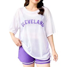 Modern Fashion 빅사이즈 체형커버 3종 세트 수영복 반바지 비치 워터파크, 2XL 65-72kg, 퍼플