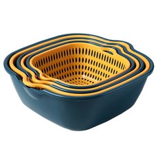 포세이돈 배수바구니 세척 채반 6p, 틸 그린 + 옐로우, 1개