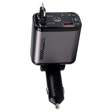 헤누스 스타라이트 120W 4포트 차량용 고속 충전기 LED 무드등 릴타입 시거잭 TYPE-C+애플, 블랙 블랙