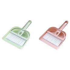 어센드원 미니 빗자루 학교 사무실 책상 청소용품 데스크리어, 민트핑크, 2개