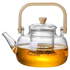 AMEGA 직화 내열 유리 주전자 티포트, 베이지, 1개, 1400ml