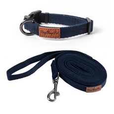 DING DONG PET 寵物喀什米爾項圈 S + 牽繩 XL 套組, 海軍藍, 1套