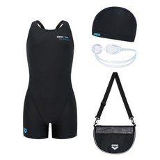 아레나 초등 여아 (7~13) 생존 킥앤풀 반신 3부 수영복 생존 키트 (수모 수경 가방) / A5SG1KG04