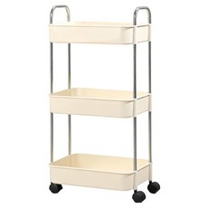 코코데모 다용도 스텐 PP 트롤리, 아이보리, 3단