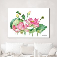 더 아트 컴퍼니 부모님 사업 수험생 시험 성적 합격 풍수 연꽃그림 재물운 금전운 올려주는 꽃 액자 거실 침실 수능방 캔버스 가족 선물 21종, 10. 행복 연꽃