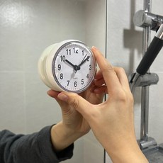 누바르 라운드 흡착식 방수 욕실 시계 욕실용 벽시계, 퓨어화이트(White), 1개