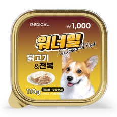 워너밀 국내산 무항생제 강아지 습식캔 영양간식, 1개, 110g, 닭고기&황태