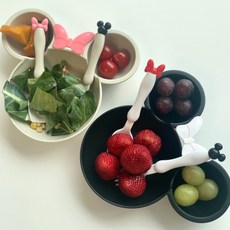 레비엔 캐릭터 유아 식기세트 숟가락포크, 블랙+아이보리, 1개, 수저+포크세트