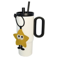 예스보틀 안새는 세라믹 텀블러 스트로우 핸들 도자기 캐릭터 차량용 키링, 1개, 720ml, 스타화이트