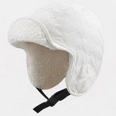 사이클링 모자 스키 모자 겨울 모자 양모 이어머프 군인 모자 홋카이도 눈 구경 필수 모자 조종사 레이펑 모자 남녀용 두꺼운 양모 양면 이어머프 야외 스키 및 사이클링, 흰색