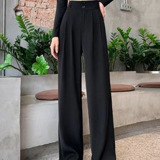 크로스보더 여성용 와이드 레그 팬츠 뱃살 커버 적합 플러스 사이즈 하이웨이스트 드레이핑감 트렌디 양복 팬츠 빅사이즈 여성용 100kg까지 착용 가능