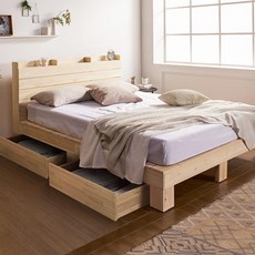 동서가구 숲 편백나무 100% 프레임 1000 수납헤드 2서랍 원목 수납침대 퀸 Q (매트제외) DF642968, 내추럴