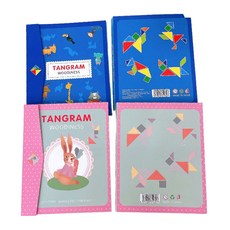 자석 칠교놀이 도형 도안 블록 세트 탱그램 유아 초등 교구 학습 장난감, 1개, 1인용, G0025 칠교놀이_핑크