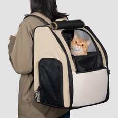 솜바닥 First Class 펫백팩(일반형), 베이지, 1개