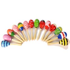 원목 마라카스 원목악기 딸랑이 악기놀이, 10)-파랑노랑초록, 1개