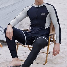 SOLEV 남자 수영복 긴팔 래쉬가드 상하 3종 풀세트