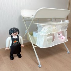 토몽 기저귀 교환대 접이식 트롤리 아기 기저귀갈이대 수납형, 아이보리
