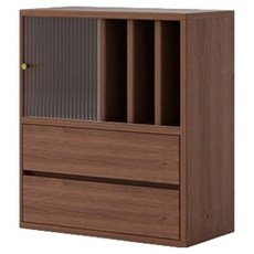 서랍수납장 600 거실 침실 선반 수납장 다용도 아크릴 도어 선반장 베란다 홈카페 3단 서랍장, 월넛 색상 A