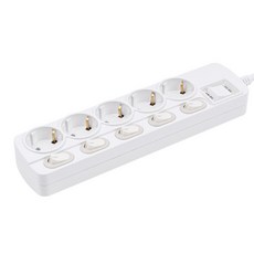 몬스터탭 국산 개별 절전 과부하차단 스위치 멀티탭 슬림 납작 플러그, 개별 5구 화이트, 1개, 1.5m