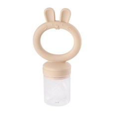 모모빈 실리콘 토끼 손잡이 과즙망 치발기 유아 과일망 실리콘망, 1개, 크림 브륄레