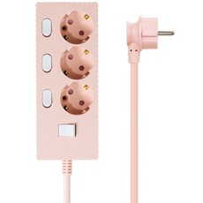 파워존 웨이브 고용량 개별스위치 멀티탭 과부하차단 3구 멀티콘센트 전기코드 50cm 1.5m 3m 5m 7m, 개별 3구 파스텔핑크, 1개