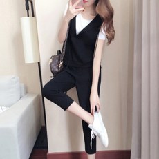 천하오 여성 쓰리피스 여름 반팔티 바지 조끼 세트 L1435