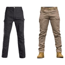 1+1 2벌세트 블랙+카키(봄/여름/가을)SWAT전술 택티컬 카고팬츠 주머니 10개 오토바이바지 전술복 바지 작업복 캠핑 미해병대 전투복