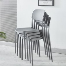 일체형 카페 인테리어 등받이 의자 식탁 의자 4p 세트, 4개, 그레이