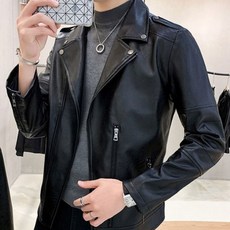 남자 라이더 바이크 자켓 페이크 레더 집업 점퍼