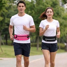 런닝벨트 물통 휴대폰 이어폰 케이스 수납 가능한 경량 러닝힙색, 3개, 핑크+블랙