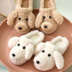 아티로 겨울 강아지 털실내화 블로퍼형 여성 슬리퍼