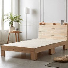 동서가구 모투스 수납헤드 편백원목 프레임 싱글 S 침대 (매트미포함) DF644174, 내추럴