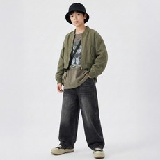 데이릿 주니어 남녀공용 벌룬 와이드 데님 팬츠