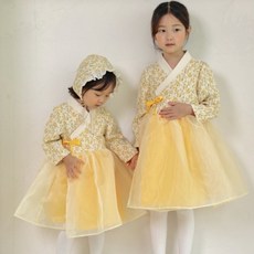 여아한복 여자 아기한복 3살 5살 6살 추석빔 설빔 플라워 꽃한복 노랑