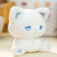 우울 고양이 인형 고양이 아이디어 봉제 완구 동물 봉제 인형 동물 피규어 동행 인형 생일 선물, 1개, 흰 고양이 파란 눈, 16cm 1개, 흰 고양이 파란 눈, 16cm