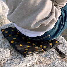 HaruHaru 초경량 휴대용 접이식 캠핑 등산 쿠션방석 2P (비너증정), 상큼레몬+시크블랙