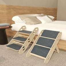 다렌 애완 계단 강아지 고양이 접이식 계단 강력하중 원목접이식 애완 계단 56.5cm*38.5cm*44.5cm, 1개