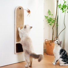 SUNRUI 대형 벽걸이 고양이 스크래쳐 수직 부착형 사이잘 캣 스크래처, 1개, 베이지