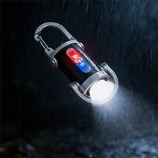 미니 손전등 키링 USB 충전 LED 방수 강약 점멸 캠핑 비상등, 블랙, 1개