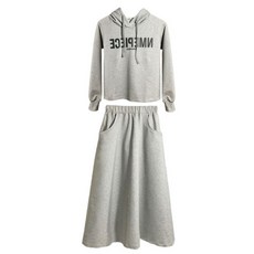 TIMEPURE 봄가을 롱 후디 원피스 상하의 세트 캐주얼 루즈핏 슬림핏 연령없는 스타일