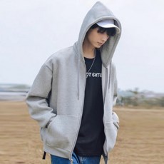 키라엘 남녀공용 고급융털 기모 후드집업 오버핏 무지