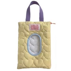 귀여운 손잡이 물티슈 커버 케이스, 연노랑