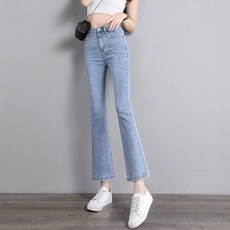 3가지컬러 키작녀 청바지 9부 플레어핏 나팔 청바지 여성 여름 하이웨스트 슬림 데님 팬츠