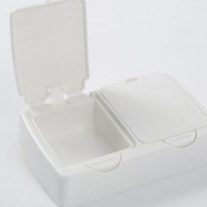 원터치 면봉 화장솜 보관함 정리함 사각 2구 DD-11372, 화이트, 1개
