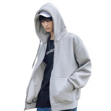 키라엘 남녀공용 고급융털 기모 후드집업 오버핏 무지