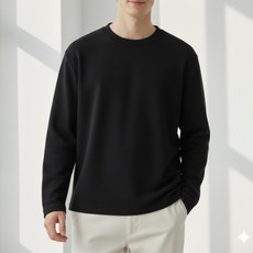 디커스텀 남녀공용 보온 벨벳 라운드 기모 티셔츠