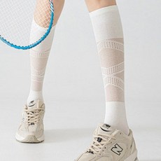 DFMEI 雲感圈子壓力運動襪女春夏季薄款網眼小腿襪健身跑步瑜伽羽毛球襪