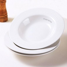 테라미 유럽 도자기 모던 대형 파스타 볼, 2개, 화이트